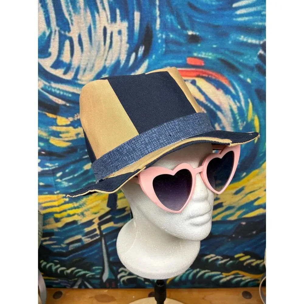 Handcrafted Upcycled Sailcloth Fedora Hat | Medium | One of a Kind
